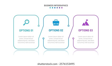 Horizontal progress bar featuring 3 arrow-shaped elements, symbolizing three six stages of business strategy and progression. Clean timeline infographic design template. Vector for presentation