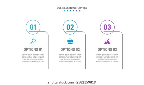 Horizontal progress bar featuring 3 arrow-shaped elements, symbolizing three six stages of business strategy and progression. Clean timeline infographic design template. Vector for presentation