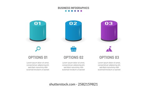 Horizontal progress bar featuring 3 arrow-shaped elements, symbolizing three six stages of business strategy and progression. Clean timeline infographic design template. Vector for presentation