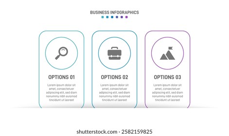 Horizontal progress bar featuring 3 arrow-shaped elements, symbolizing three six stages of business strategy and progression. Clean timeline infographic design template. Vector for presentation