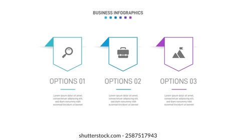 Horizontal progress bar featuring 3 arrow-shaped elements, symbolizing three six stages of business strategy and progression. Clean timeline infographic design template. Vector for presentation