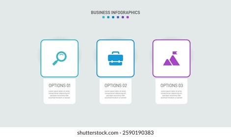 Horizontal progress bar featuring 3 arrow-shaped elements, symbolizing three six stages of business strategy and progression. Clean timeline infographic design template. Vector for presentation