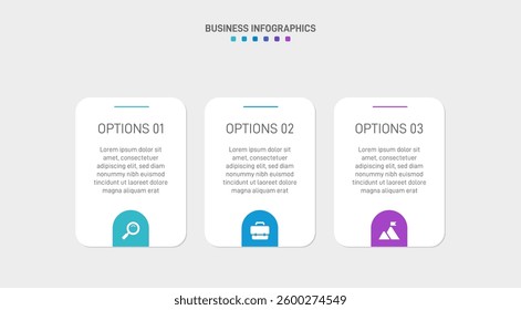 Horizontal progress bar featuring 3 arrow-shaped elements, symbolizing three six stages of business strategy and progression. Clean timeline infographic design template. Vector for presentation