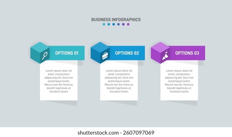 Horizontal progress bar featuring 3 arrow-shaped elements, symbolizing three six stages of business strategy and progression. Clean timeline infographic design template. Vector for presentation