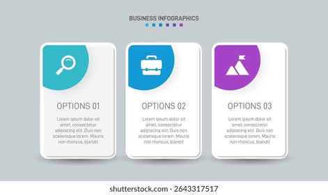 Horizontal progress bar featuring 3 arrow-shaped elements, symbolizing three six stages of business strategy and progression. Clean timeline infographic design template. Vector for presentation