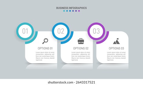 Horizontal progress bar featuring 3 arrow-shaped elements, symbolizing three six stages of business strategy and progression. Clean timeline infographic design template. Vector for presentation