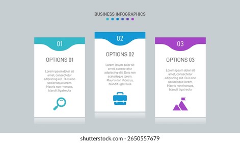 Horizontal progress bar featuring 3 arrow-shaped elements, symbolizing three six stages of business strategy and progression. Clean timeline infographic design template. Vector for presentation