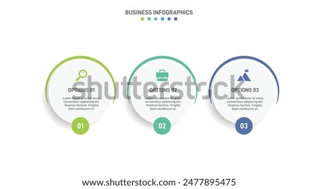 Horizontal progress bar featuring 3 arrow-shaped elements, symbolizing three six stages of business strategy and progression. Clean timeline infographic design template. Vector for presentation