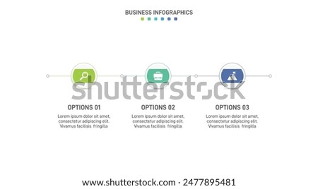 Horizontal progress bar featuring 3 arrow-shaped elements, symbolizing three six stages of business strategy and progression. Clean timeline infographic design template. Vector for presentation