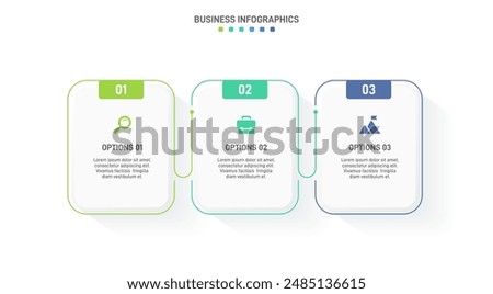 Horizontal progress bar featuring 3 arrow-shaped elements, symbolizing three six stages of business strategy and progression. Clean timeline infographic design template. Vector for presentation