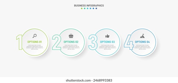 Horizontal progress bar featuring 4 arrow-shaped elements, symbolizing the four stages of business strategy and progression. Clean timeline infographic design template. Vector for presentation