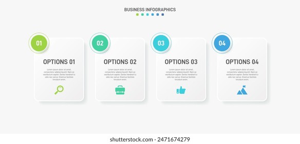 Horizontal progress bar featuring 4 arrow-shaped elements, symbolizing the four stages of business strategy and progression. Clean timeline infographic design template. Vector for presentation