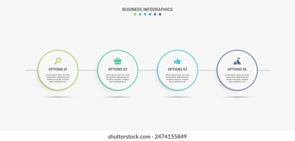 Horizontal progress bar featuring 4 arrow-shaped elements, symbolizing the four stages of business strategy and progression. Clean timeline infographic design template. Vector for presentation