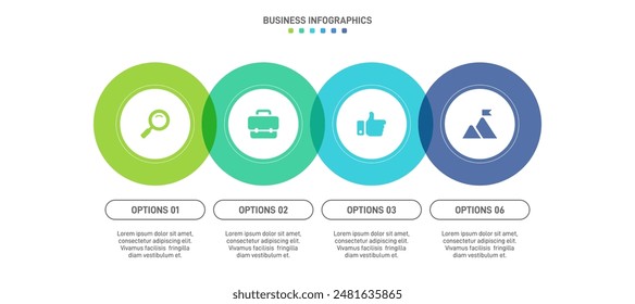 Horizontal progress bar featuring 4 arrow-shaped elements, symbolizing the four stages of business strategy and progression. Clean timeline infographic design template. Vector for presentation