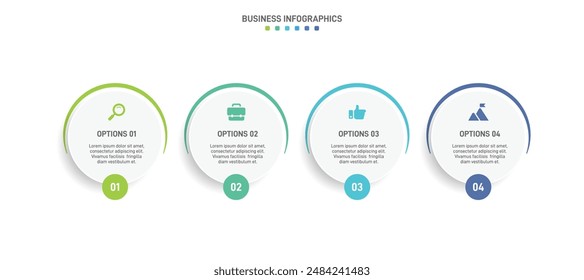 Horizontal progress bar featuring 4 arrow-shaped elements, symbolizing the four stages of business strategy and progression. Clean timeline infographic design template. Vector for presentation