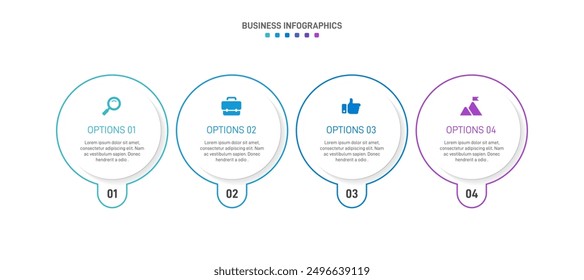 Horizontal progress bar featuring 4 arrow-shaped elements, symbolizing the four stages of business strategy and progression. Clean timeline infographic design template. Vector for presentation