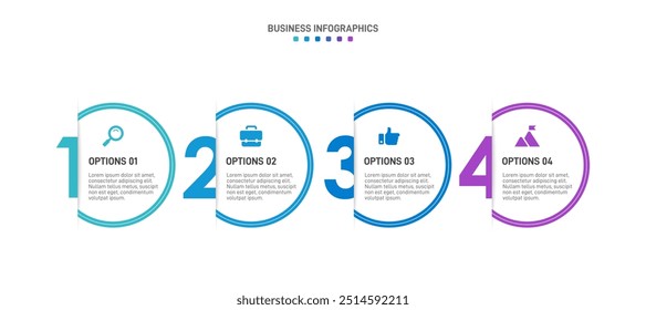 Horizontal progress bar featuring 4 arrow-shaped elements, symbolizing the four stages of business strategy and progression. Clean timeline infographic design template. Vector for presentation