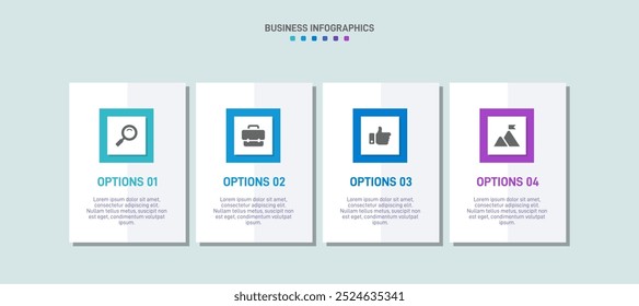 Horizontal progress bar featuring 4 arrow-shaped elements, symbolizing the four stages of business strategy and progression. Clean timeline infographic design template. Vector for presentation