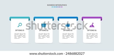 Horizontal progress bar featuring 4 arrow-shaped elements, symbolizing the four stages of business strategy and progression. Clean timeline infographic design template. Vector for presentation