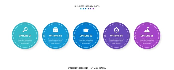 Horizontal progress bar featuring 5 arrow-shaped elements, symbolizing the five stages of business strategy and progression. Clean timeline infographic design template. Vector for presentation