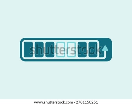 A horizontal progress bar icon with segmented blocks and an arrow, used in mobile applications to show completion of daily hydration targets.