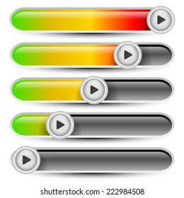 Horizontal progress bars. User interface elements for multimedia concept