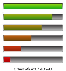 Horizontal progress, loading bars to illustrate progression, steps, phases, completion