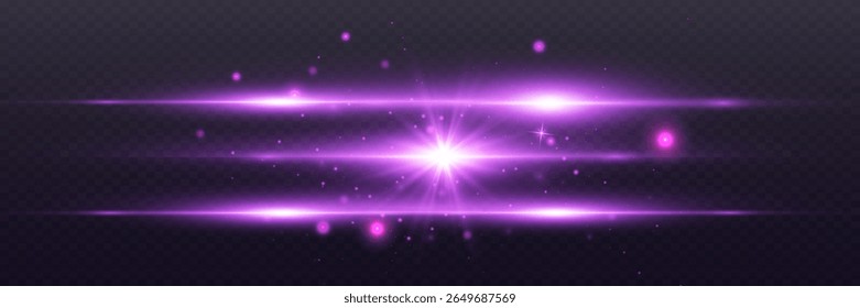 Listras de luz roxas horizontais e brilho. Brilhante, Eps 10.