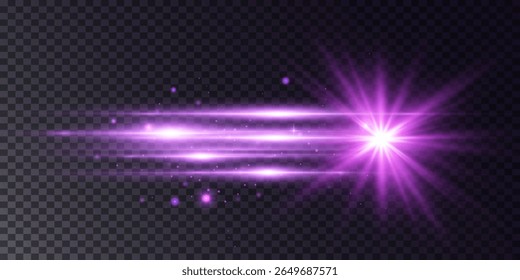 Listras de luz roxas horizontais e brilho. Brilhante, Eps 10.