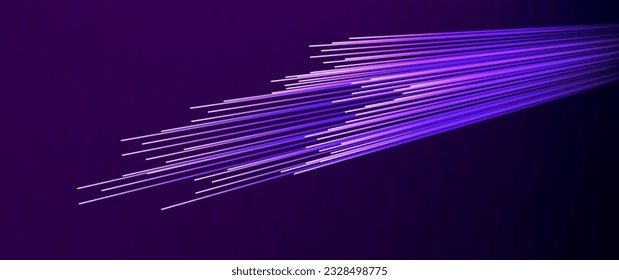 Horizontal radiant lines, Internet technology speed sense vector background. Curved glowing blue- purple lines