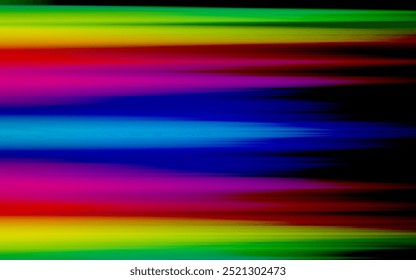 Horizontal Rainbow, Colored Stripes Background.Glitch Colorful abstract background for your designs. Chaos aesthetics of signal error. Digital decay Vector