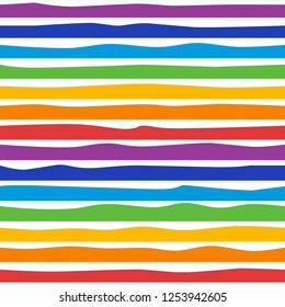 horizontal rainbow curved lines, seamless pattern