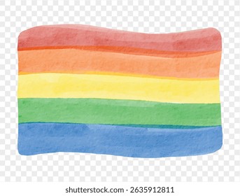 Horizontal rainbow ribbon in watercolor brushstroke, symbolizing pride, peace, and artistic freedom. vector
