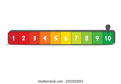 Horizontal Rate us bar 1 to 10, bad to best. Best for website design, app. Vector illustration in flat style isolated on white background.