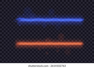 Horizontal rays of blue and orange color. Light effect. Abstract laser beams of light.Vector illustration.