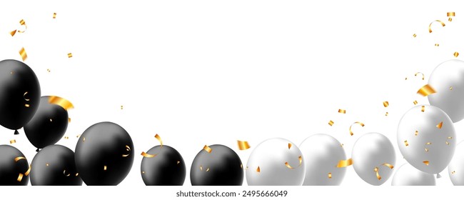 horizontal realistic balloons decorated event background, congratulations, party birthday and holiday