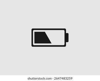ein horizontales rechteckiges Batteriesymbol mit einem diagonal gefüllten schwarzen Teil