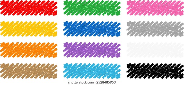 Horizontal rectangular design decoration drawn in crayon