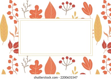 Horizontal rectangular frame with autumn leaves. vector illustration