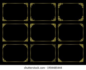 Horizontal rectangular frame design set with classic gorgeous golden corner decoration