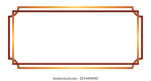 Horizontal rectangular vintage gold frame in oriental style