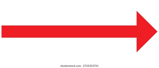 Horizontal red arrow pointing right on white background . Vector set of trendy long arrows  right in flat style. Replaceable vector design.