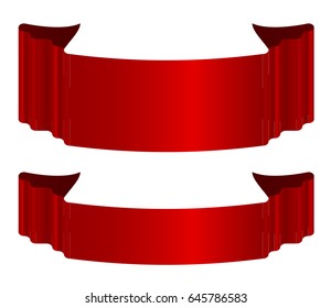 Horizontal red banners,vector ribbon illustration