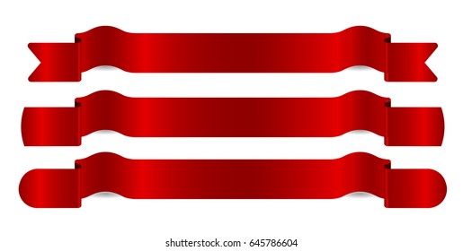 Horizontal red banners,vector ribbon illustration