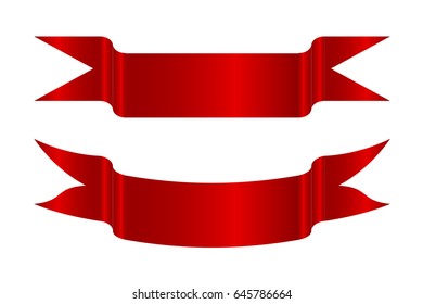 Horizontal red banners,vector ribbon illustration