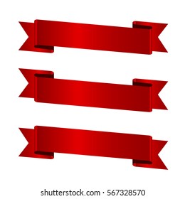 Horizontal red banners,vector ribbons