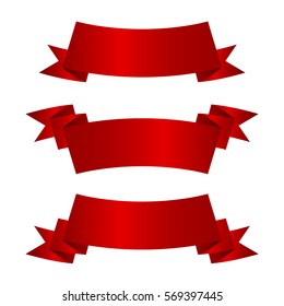 Horizontal red banners,vector ribbons