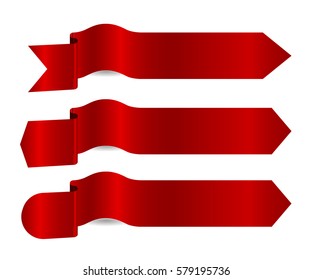 Horizontal red banners,vector ribbons