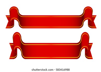 Horizontal red banner,vector ribbon 