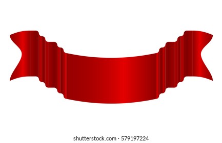 Horizontal red banner,vector ribbon illustration